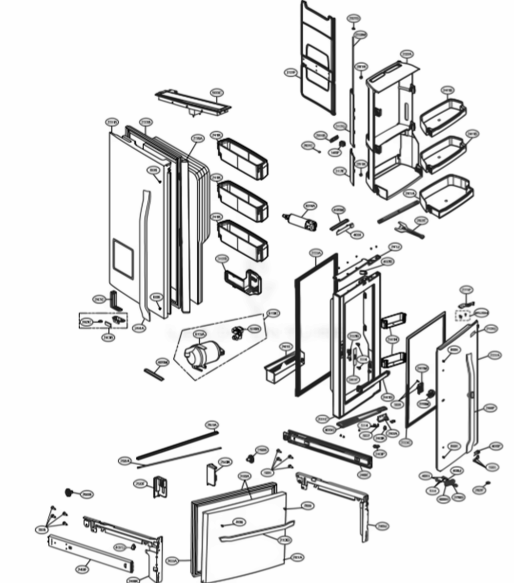 Door Parts Diagram and Parts List for LSFD2491ST ASTCNA0 LG Refrigerator