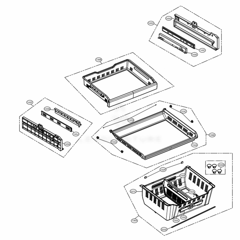 Freezer Parts Diagram and Parts List for LMXS30746S ASTCNA1 LG Refrigerator