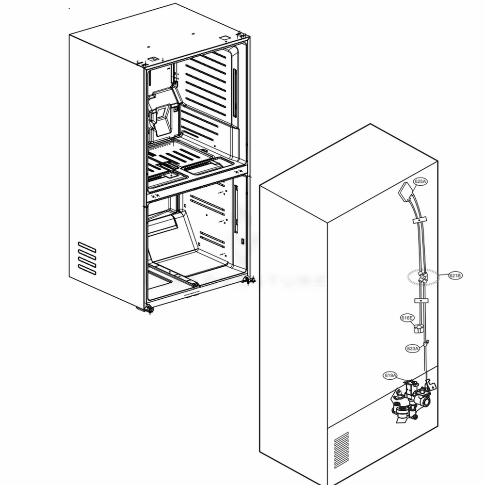 Valve And Water Tube Parts Diagram and Parts List for LPCS34886C ALBCNA0 LG Refrigerator