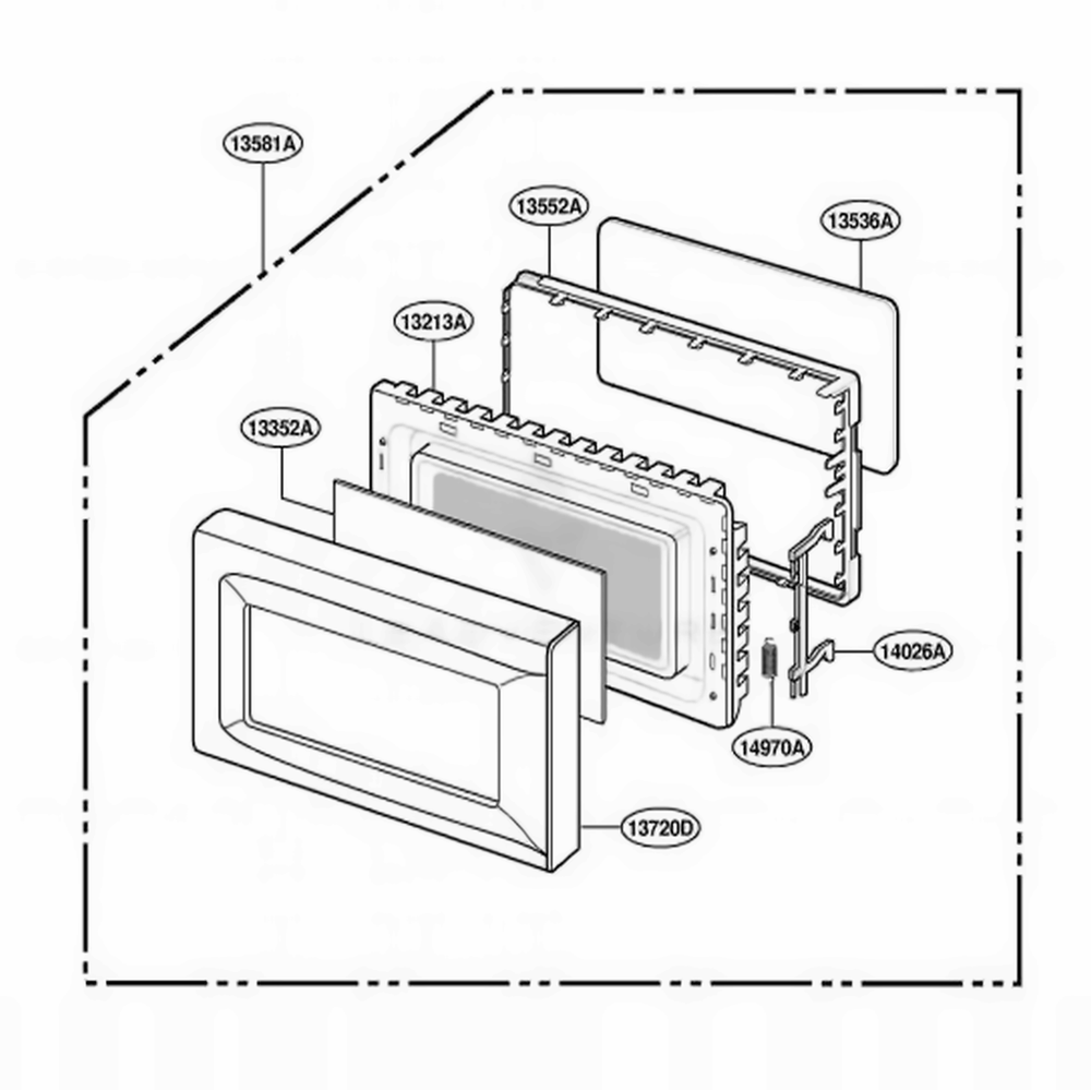 Door Parts Diagram and Parts List for MA790B BKEGSE LG Wall Oven