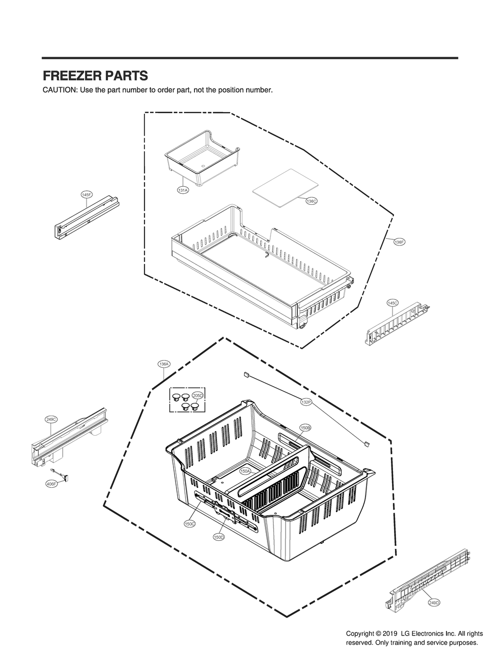 Freezer Parts Diagram and Parts List for GR-X23GMKYM ASBCNA2 LG Refrigerator