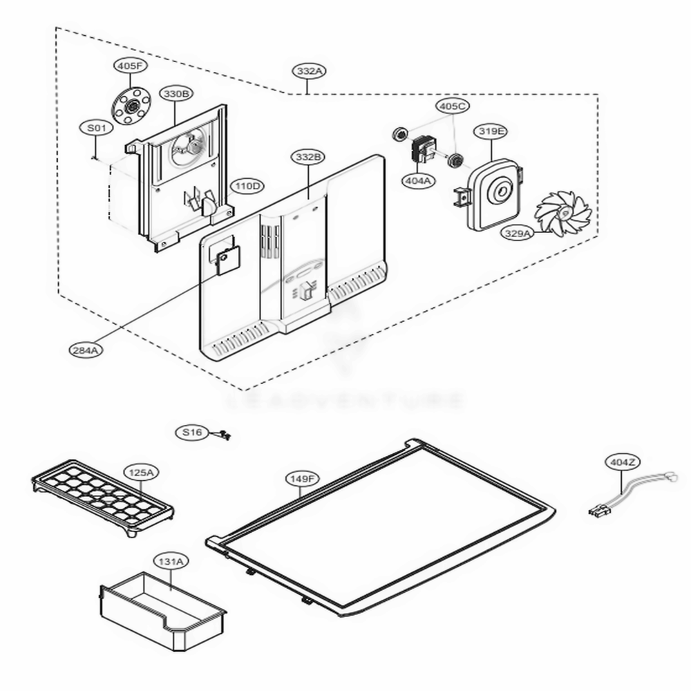 Freezer Parts Diagram and Parts List for 68039 AWBCSE1 LG Refrigerator