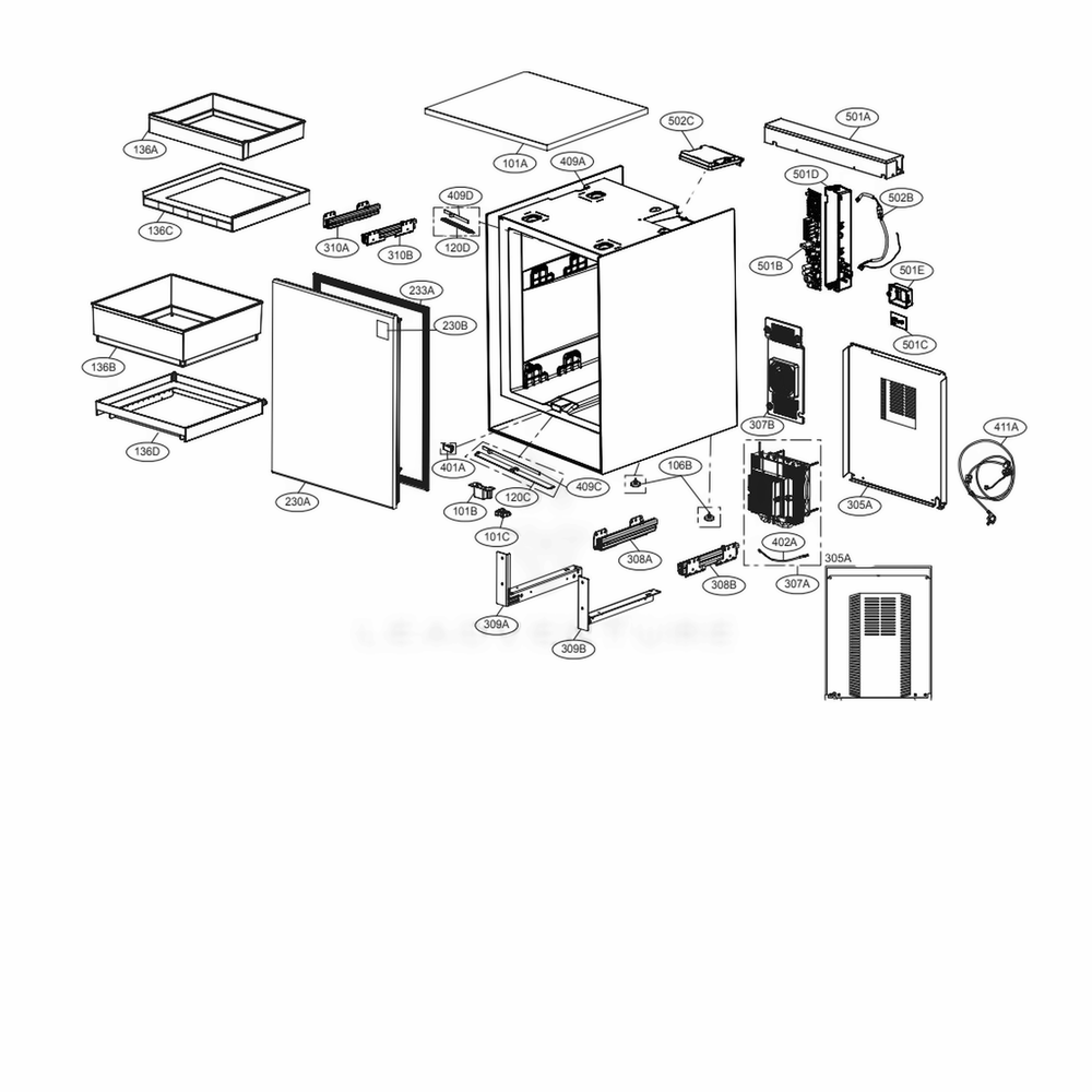 Main Diagram and Parts List for LRHBC0205A ABCCNA0 LG Refrigerator