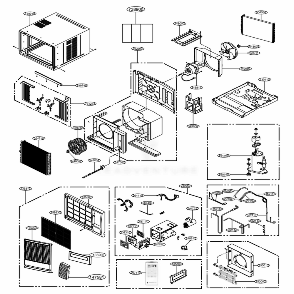 Main Diagram and Parts List for EP18G33B AT3AFRD LG Air Conditioner
