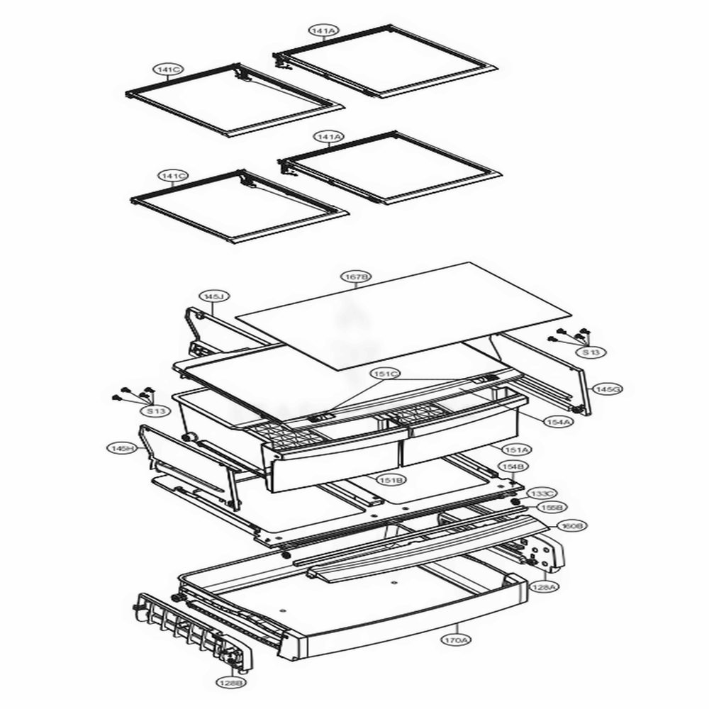 Refrigerator Parts Diagram and Parts List for 71323 ASTCSE1 LG Refrigerator