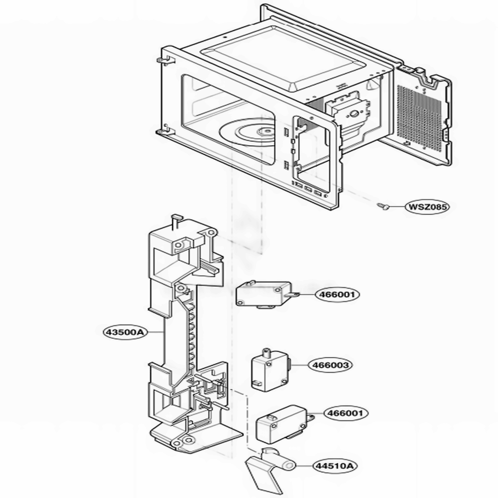 Latch Board Parts Diagram and Parts List for MAR1140W CWHEKMT LG Range