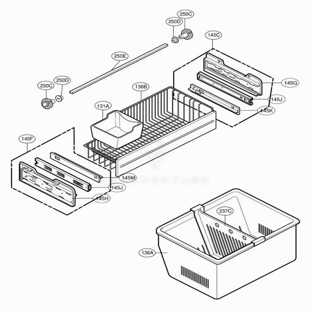 Freezer Parts Diagram and Parts List for 77564 ABICSER LG Refrigerator