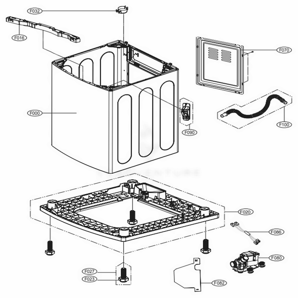 Outer Case Assembly Diagram and Parts List for 31433 ASTETEU LG Washer Dryer Combo