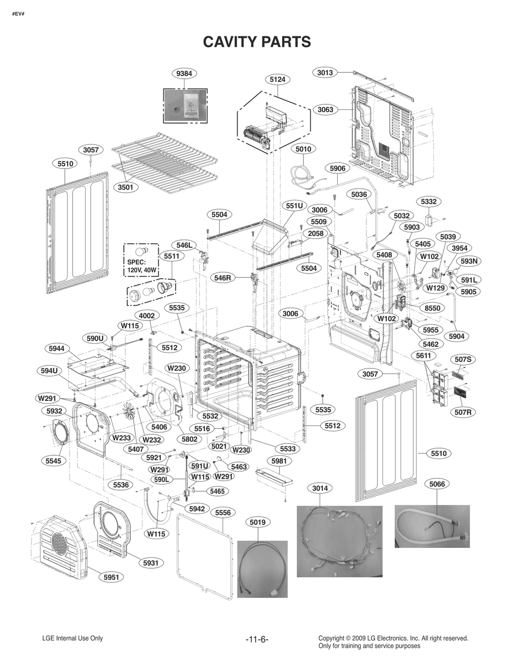 Cavity Parts Diagram and Parts List for FP473ALS ABDELGA LG Range