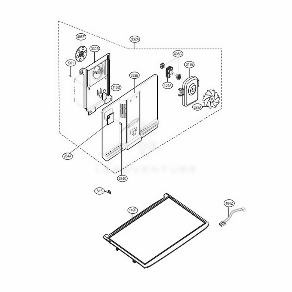 Freezer Parts Diagram and Parts List for LTCS20220W ASWCNA1 LG Refrigerator