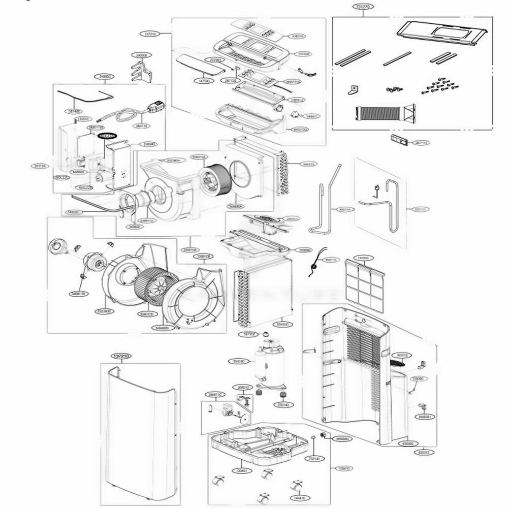 Main Diagram and Parts List for LP1111WXR AWYAOSH LG Air Conditioner