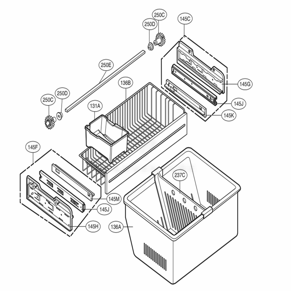 Freezer Parts Diagram and Parts List for 71609 AWBCSE5 LG Refrigerator