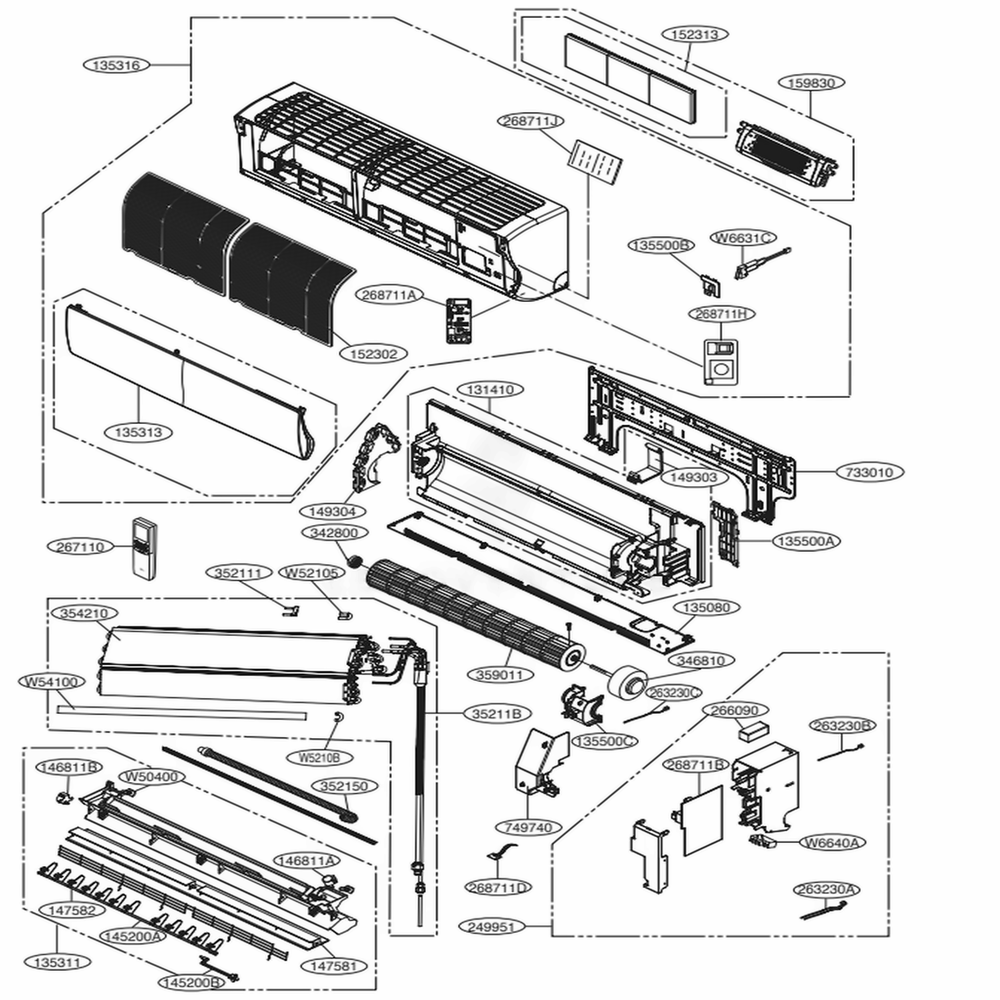Main Diagram and Parts List for LSN120HSV AWHBEUS LG Air Conditioner