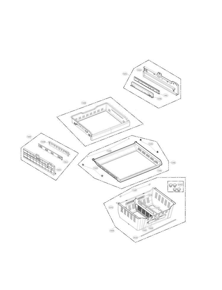 Freezer Parts Diagram and Parts List for LMXS30776S 00 LG Refrigerator