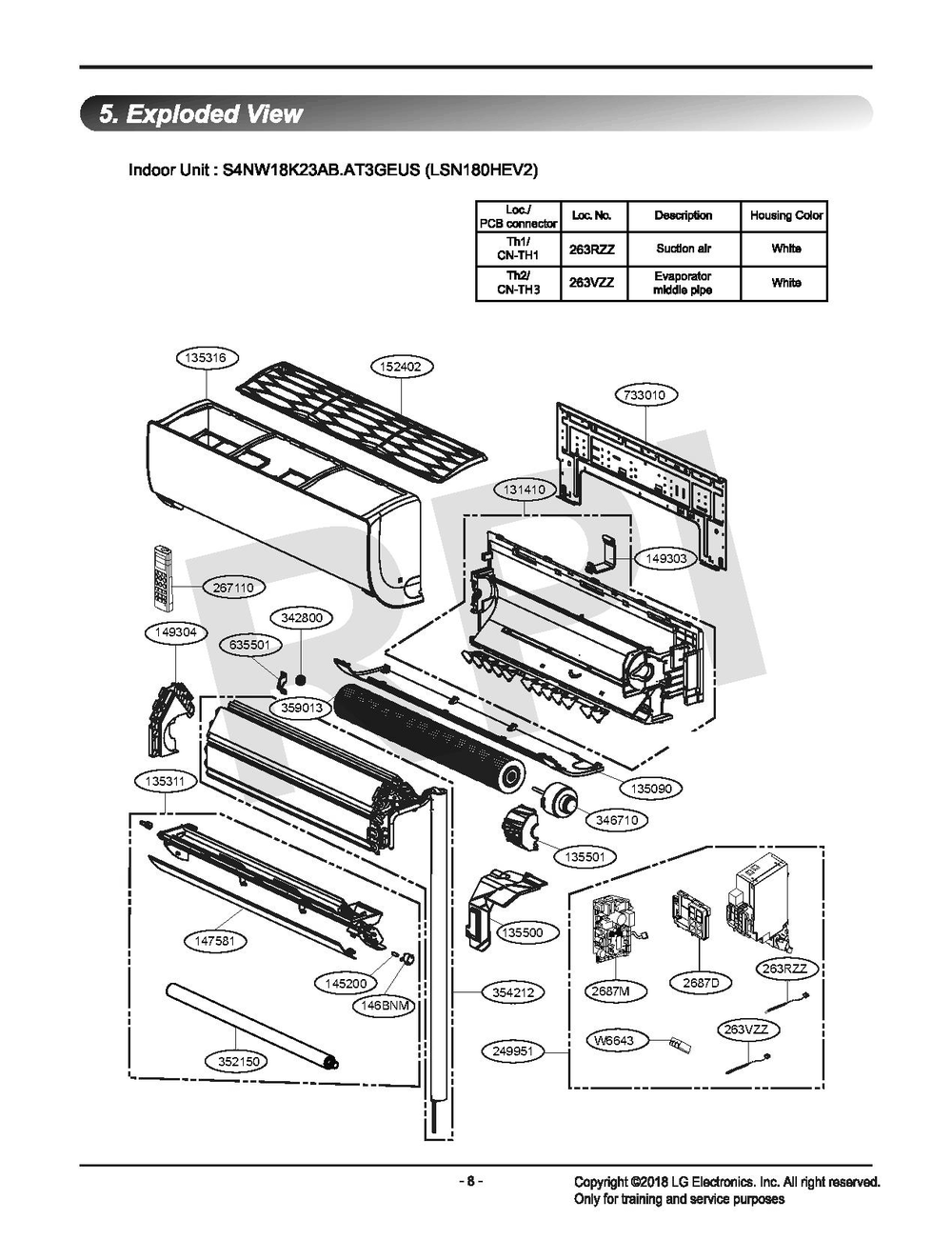 Diagram Diagram and Parts List for LSN180HFV3  LG Air Conditioner