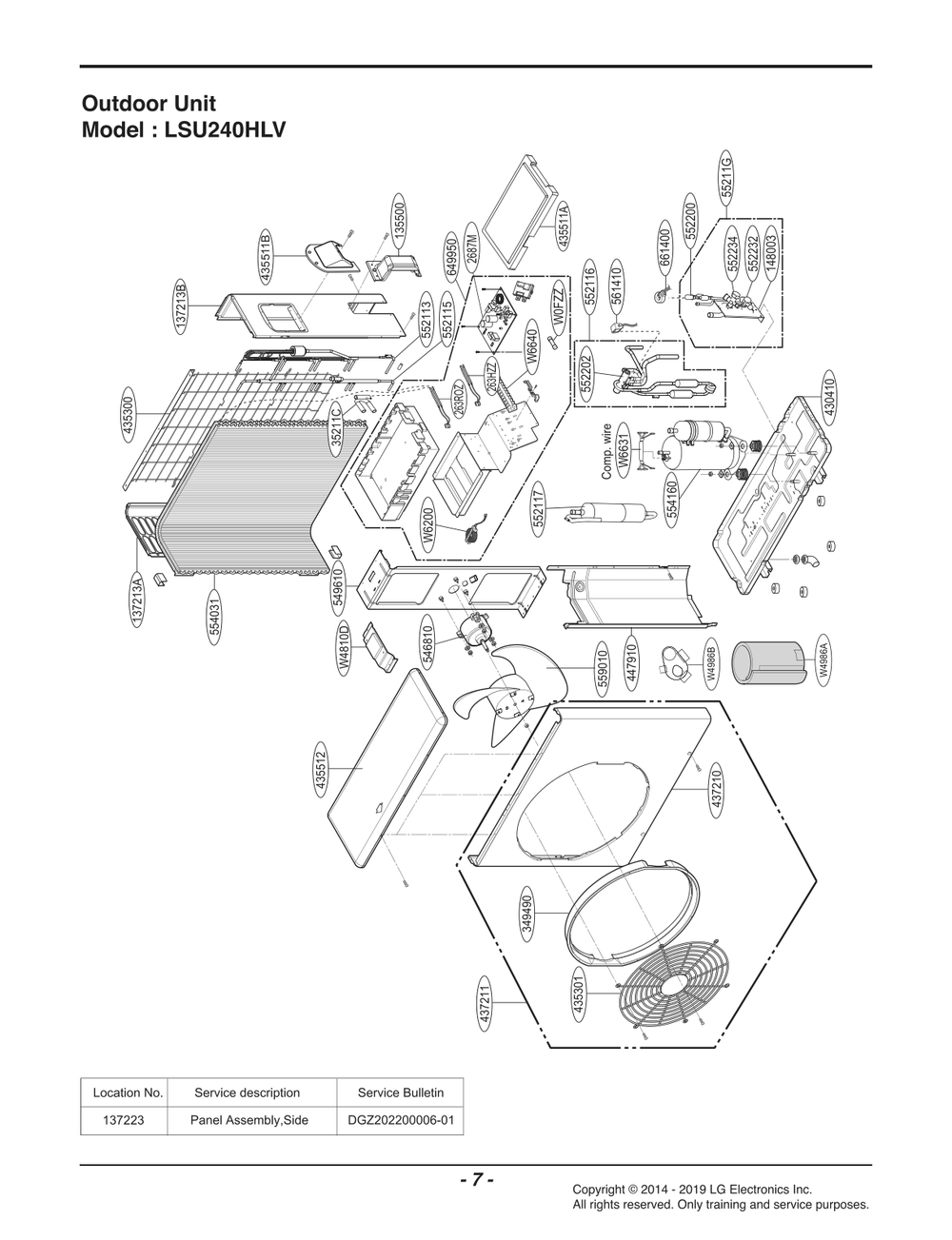 Outdoor Unit Diagram and Parts List for ASUW243V8B0 AWHBEUS LG Air Conditioner