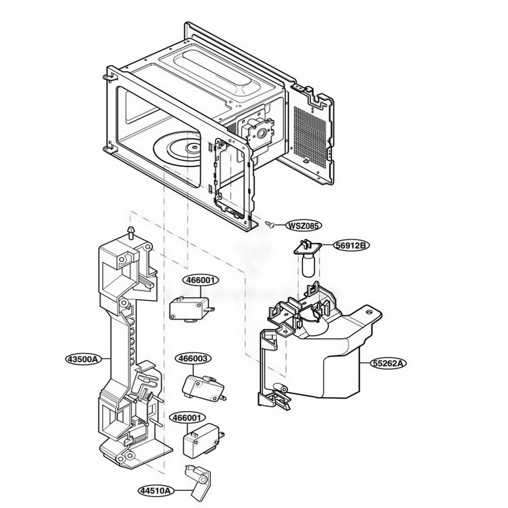 Latch Board Parts Diagram and Parts List for TM9040W CW1EGSE LG Range