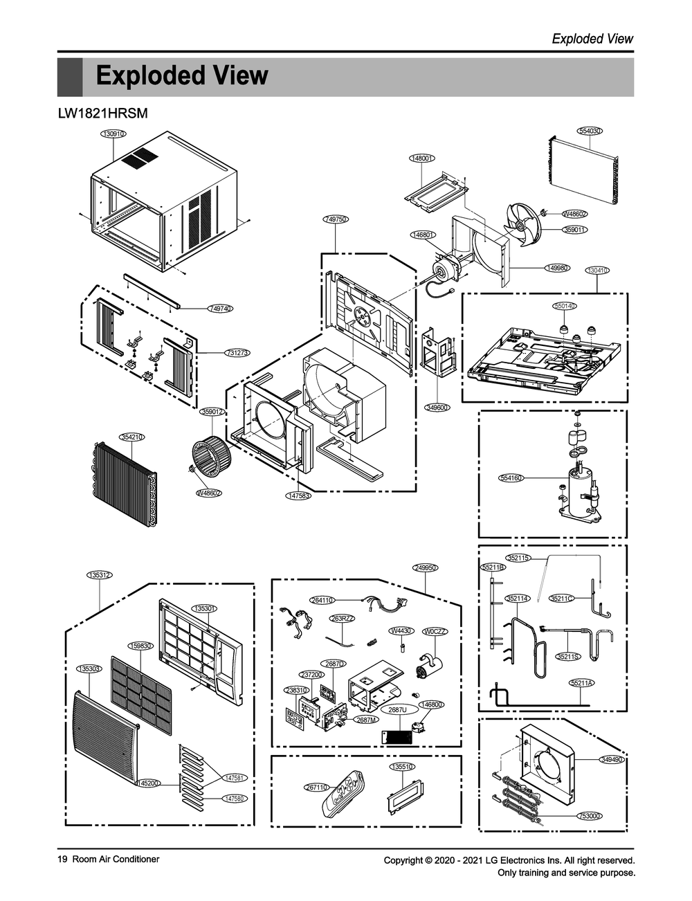 Lw1821hrsm Diagram and Parts List for W4NX18NNGGF AT3AHDP LG Air Conditioner