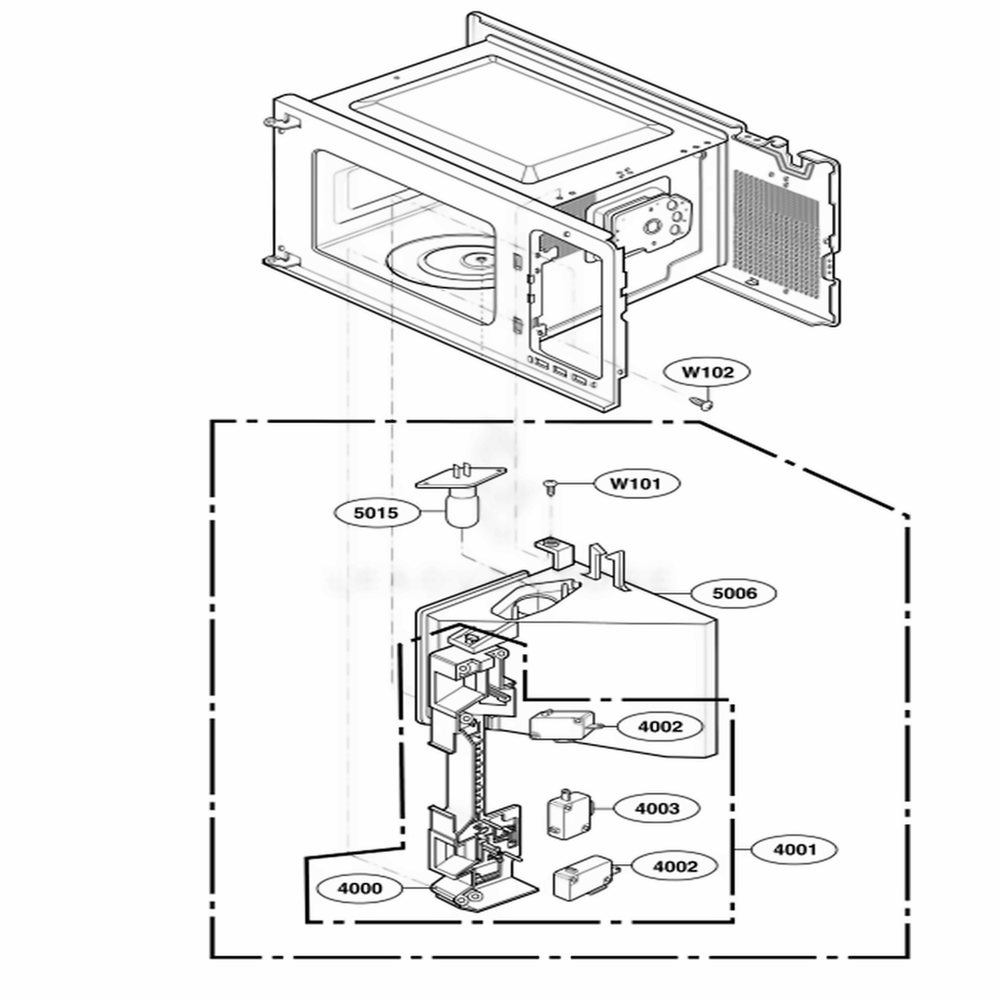 Latch Board Parts Diagram and Parts List for HMB402 CWHEBSU LG Wall Oven
