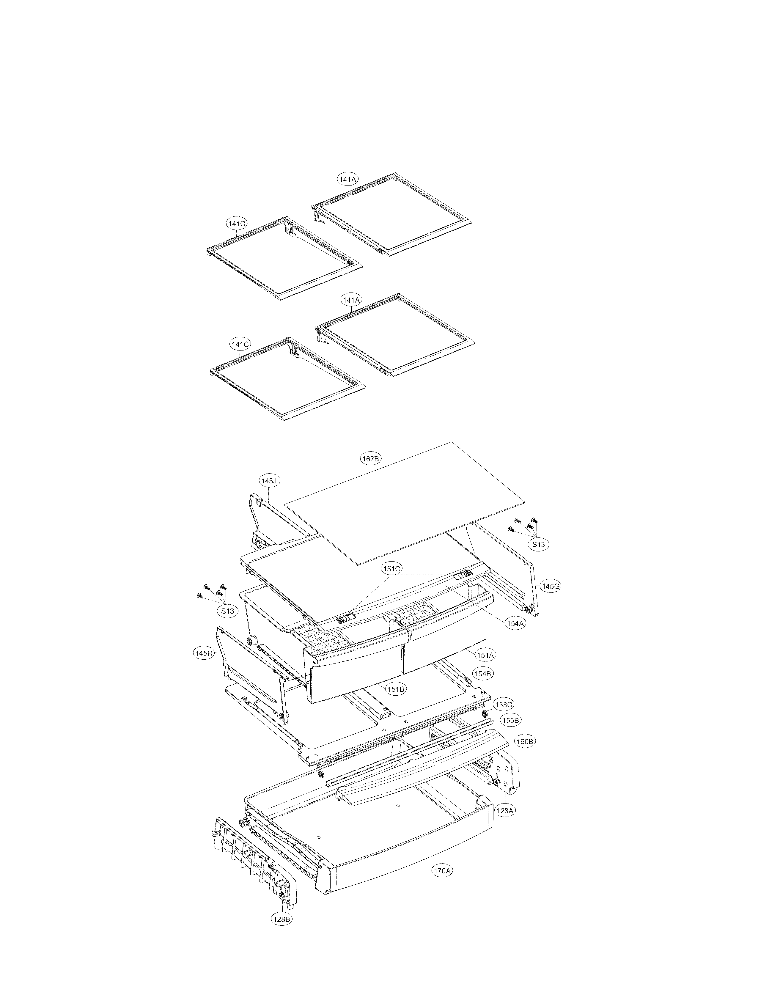 Refrigerator Parts Diagram and Parts List for 79571313312  Kenmore Refrigerator
