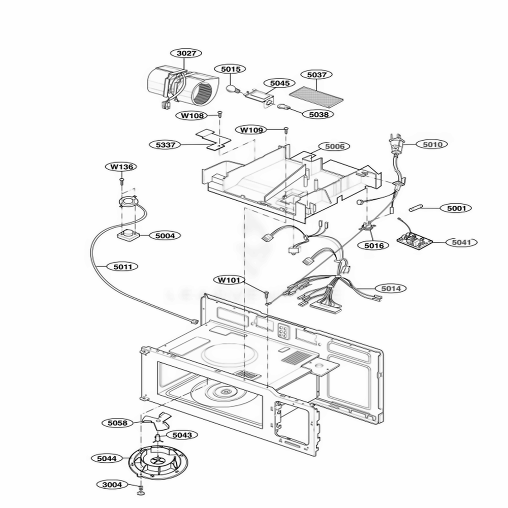 Interior Parts 3 Diagram and Parts List for 80592 AW1ESEA LG Microwave
