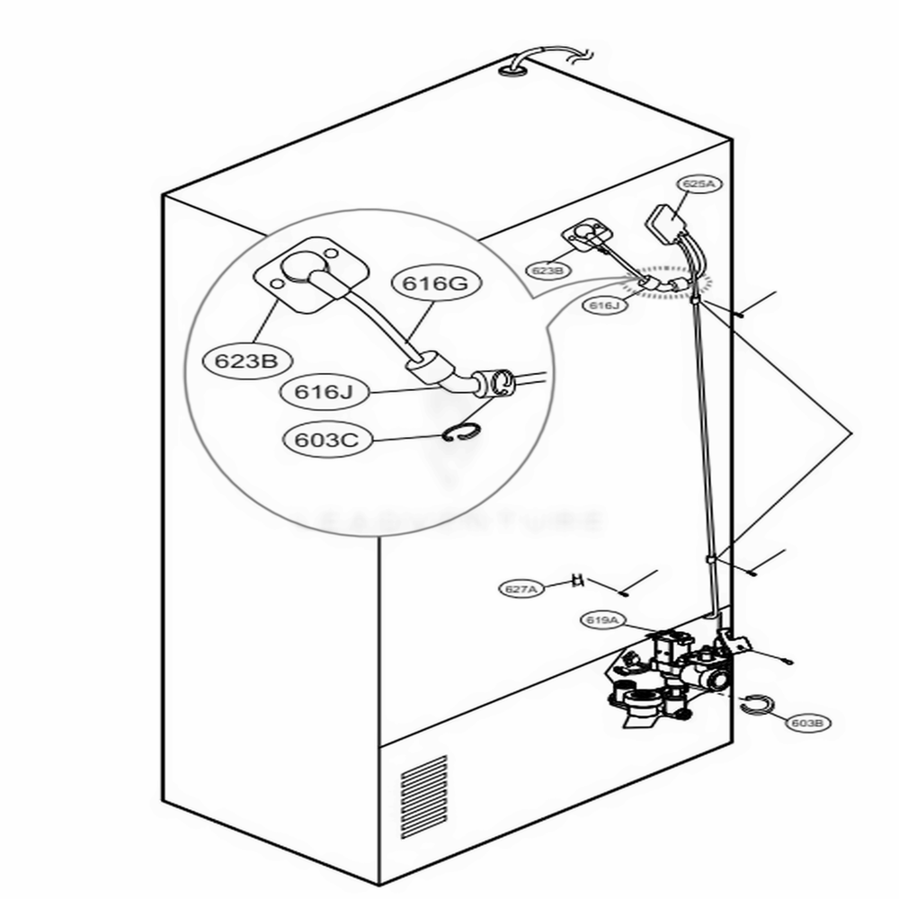 Valve And Water Tube Parts Diagram and Parts List for 74025 ANSCSE1 LG Refrigerator