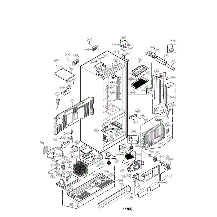 Case Diagram and Parts List for LFX25980ST 00 LG Refrigerator