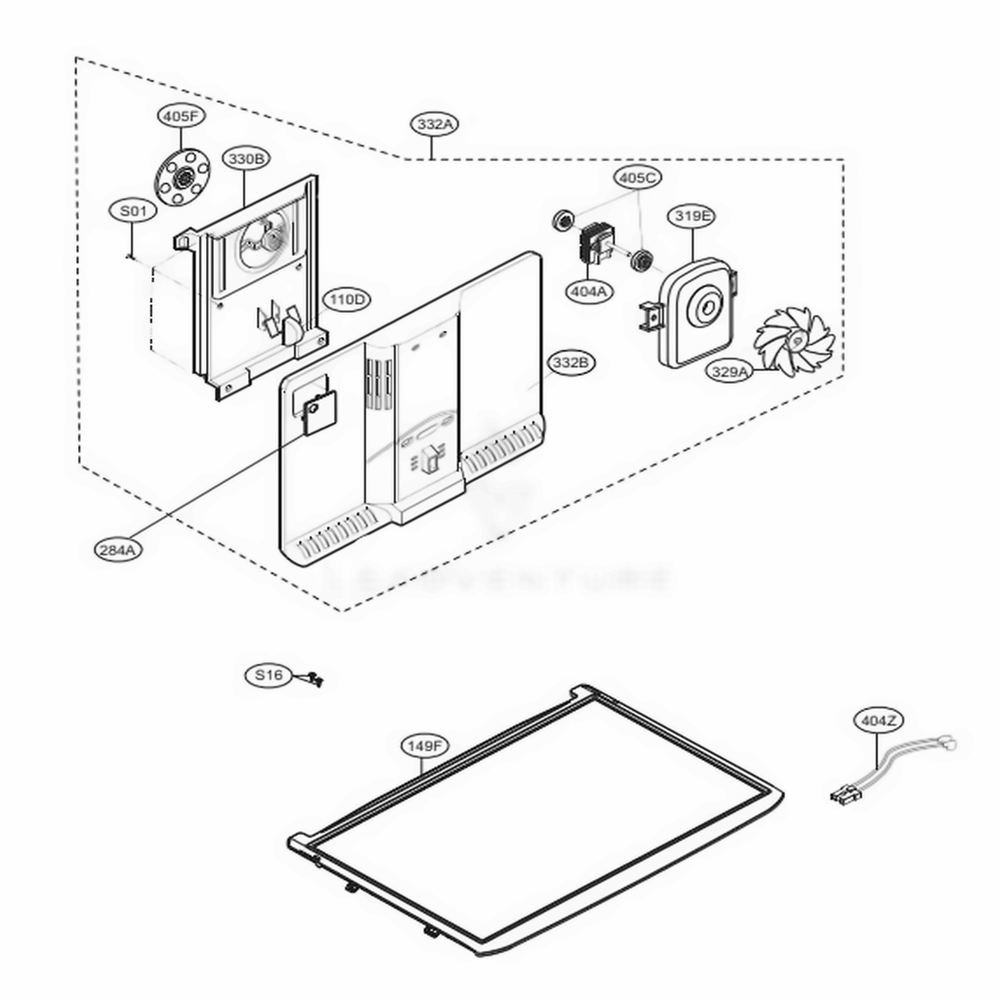 Freezer Parts Diagram and Parts List for LTCS24223D ASBCNA2 LG Refrigerator