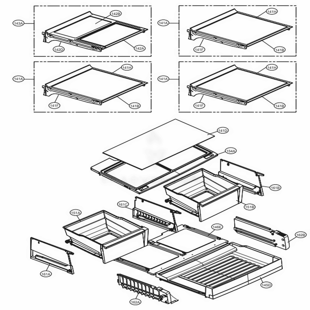 Refrigerator Parts Diagram and Parts List for LFX31915SB AWBCNA0 LG Refrigerator