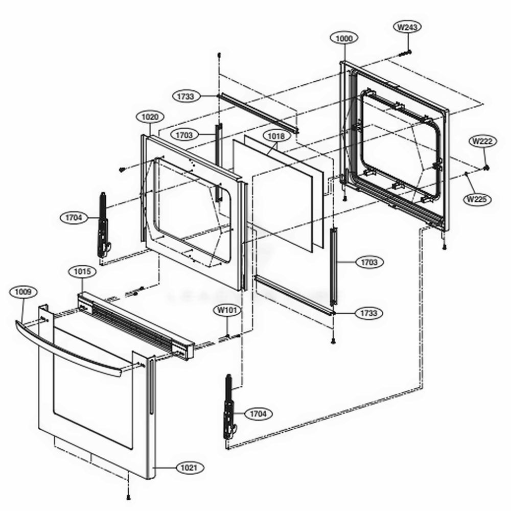 Door Parts Diagram and Parts List for LRG3193BD FBDELGA LG Range