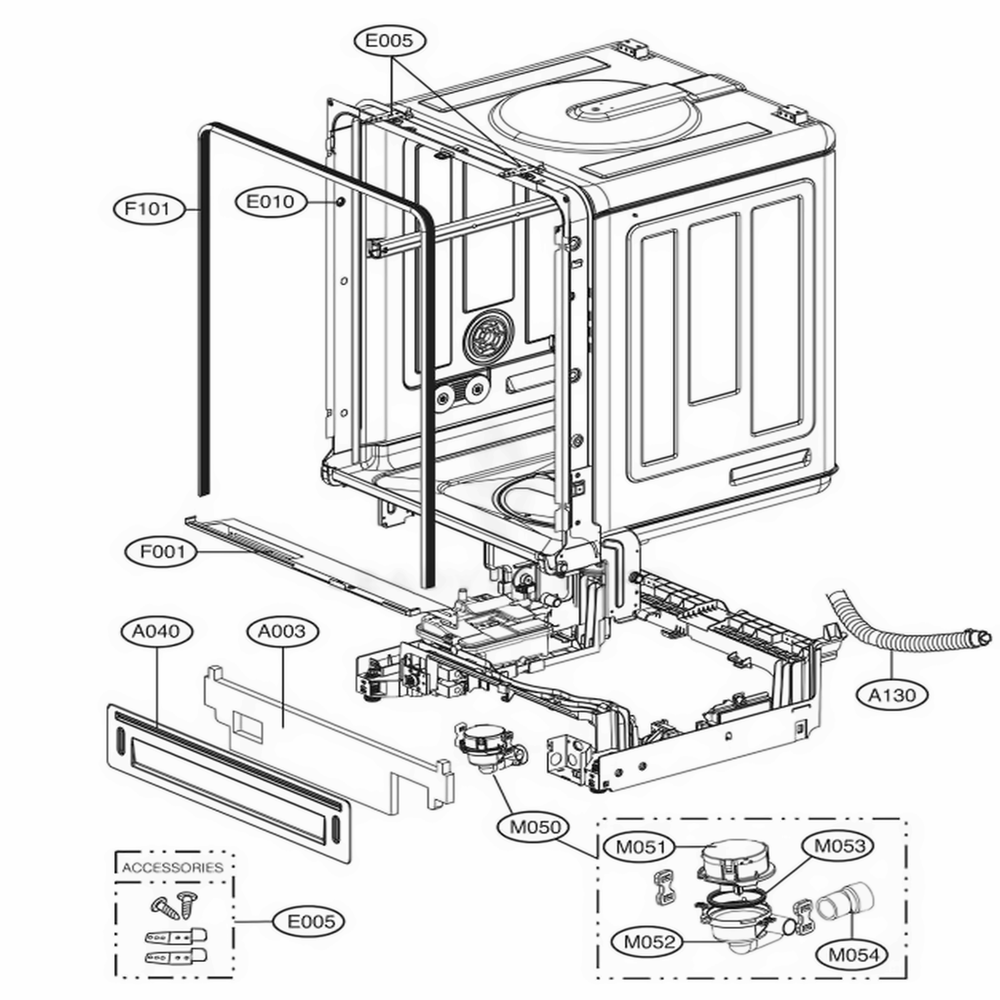 Main 1 Diagram and Parts List for LDF8764ST ASTEEUS LG Dishwasher