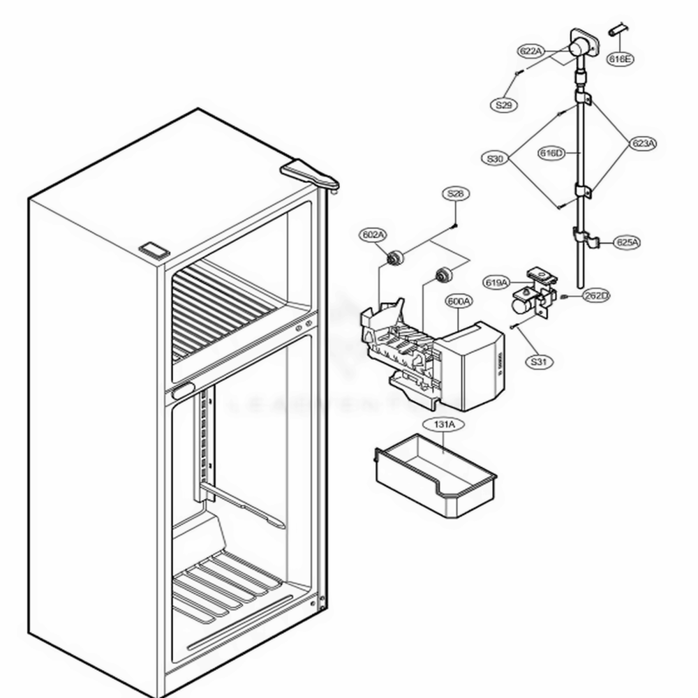 Ice Maker Parts 1 Diagram and Parts List for 73966 ATICSEA LG Refrigerator