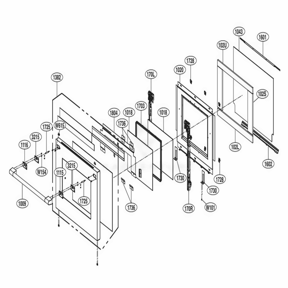 Door Parts Diagram and Parts List for SKSGR360GS ASTESGN LG Range