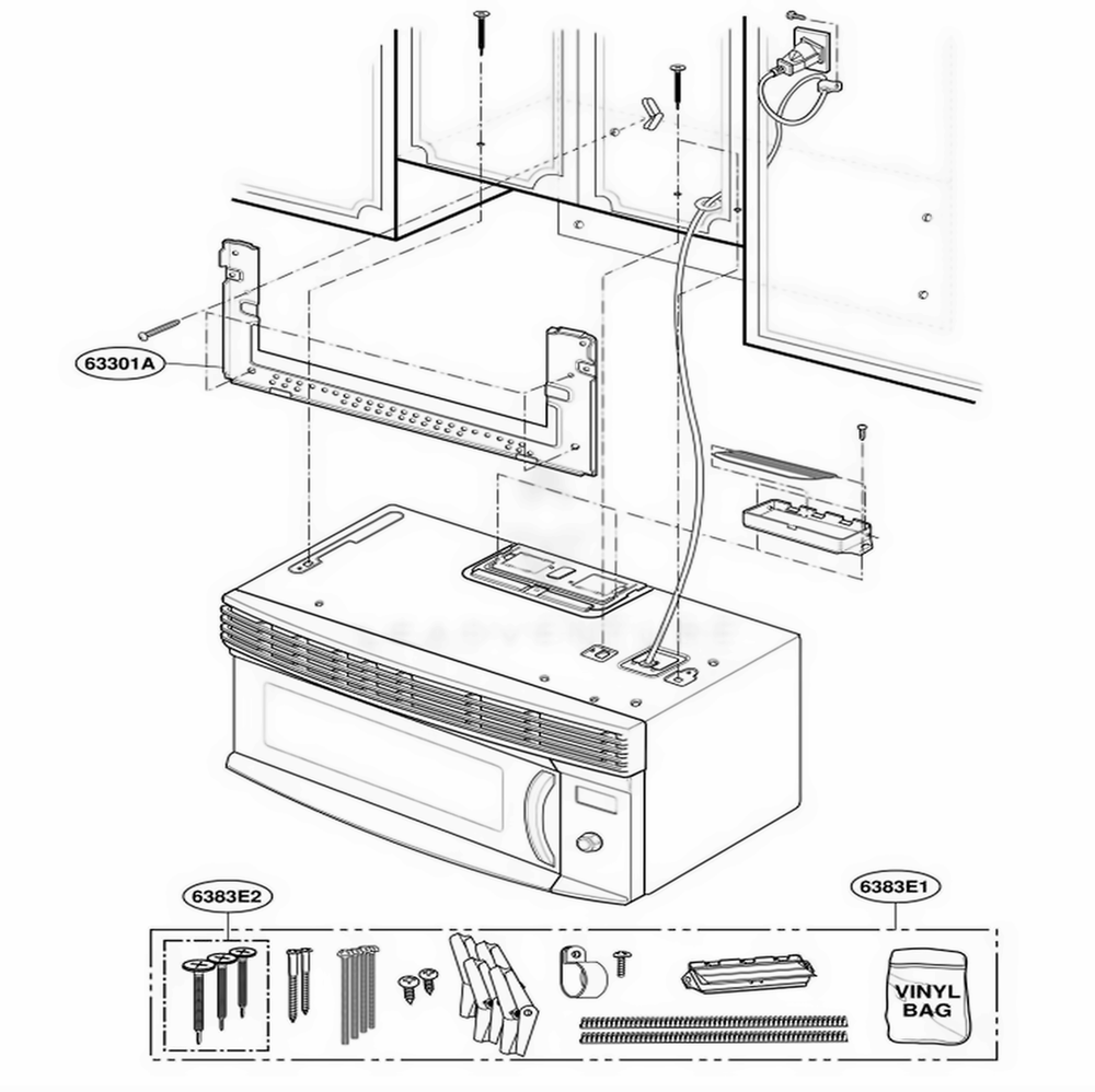 Installation Parts Diagram and Parts List for JVM1490WD AWHEGEU LG Range