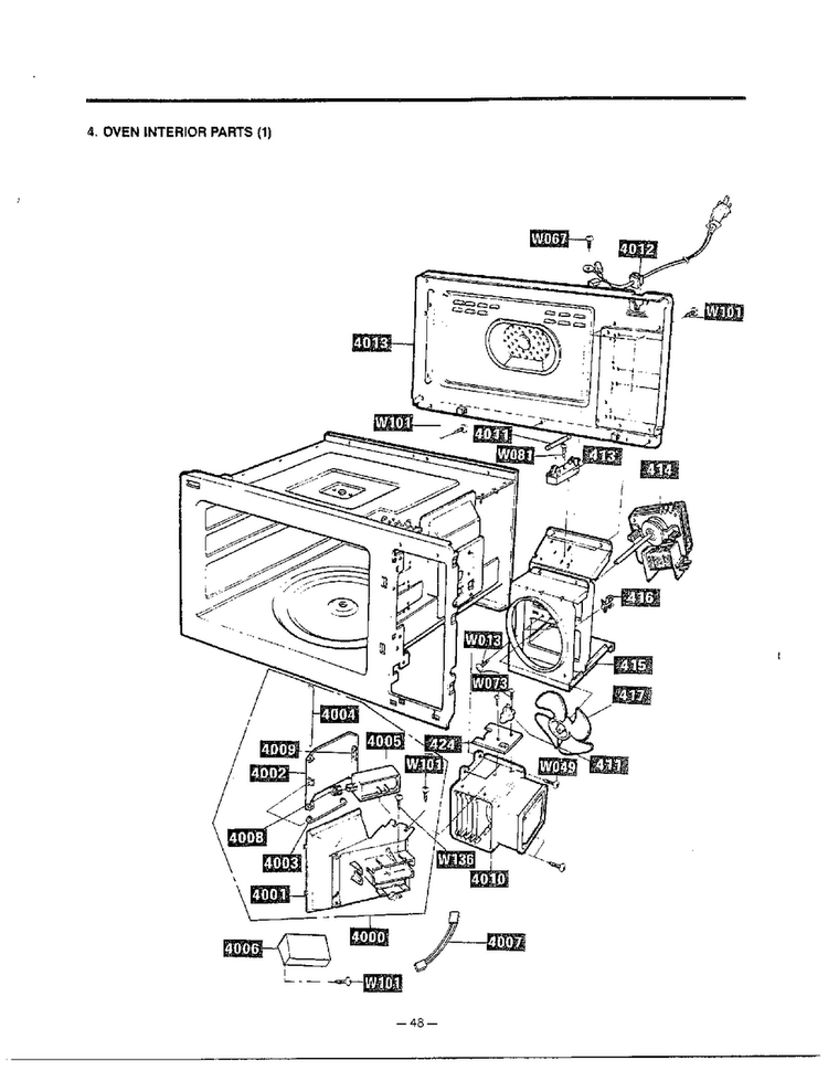 Complete Microwave Assembly Page 4 Diagram and Parts List for MH-1355M  LG Microwave
