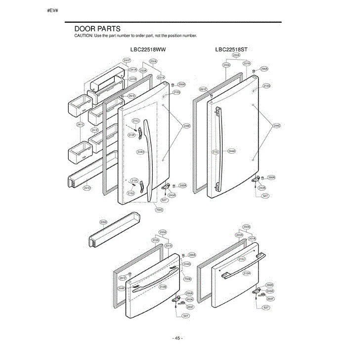 Section 1 Diagram and Parts List for LBC22518ST ASTCLGG LG Refrigerator