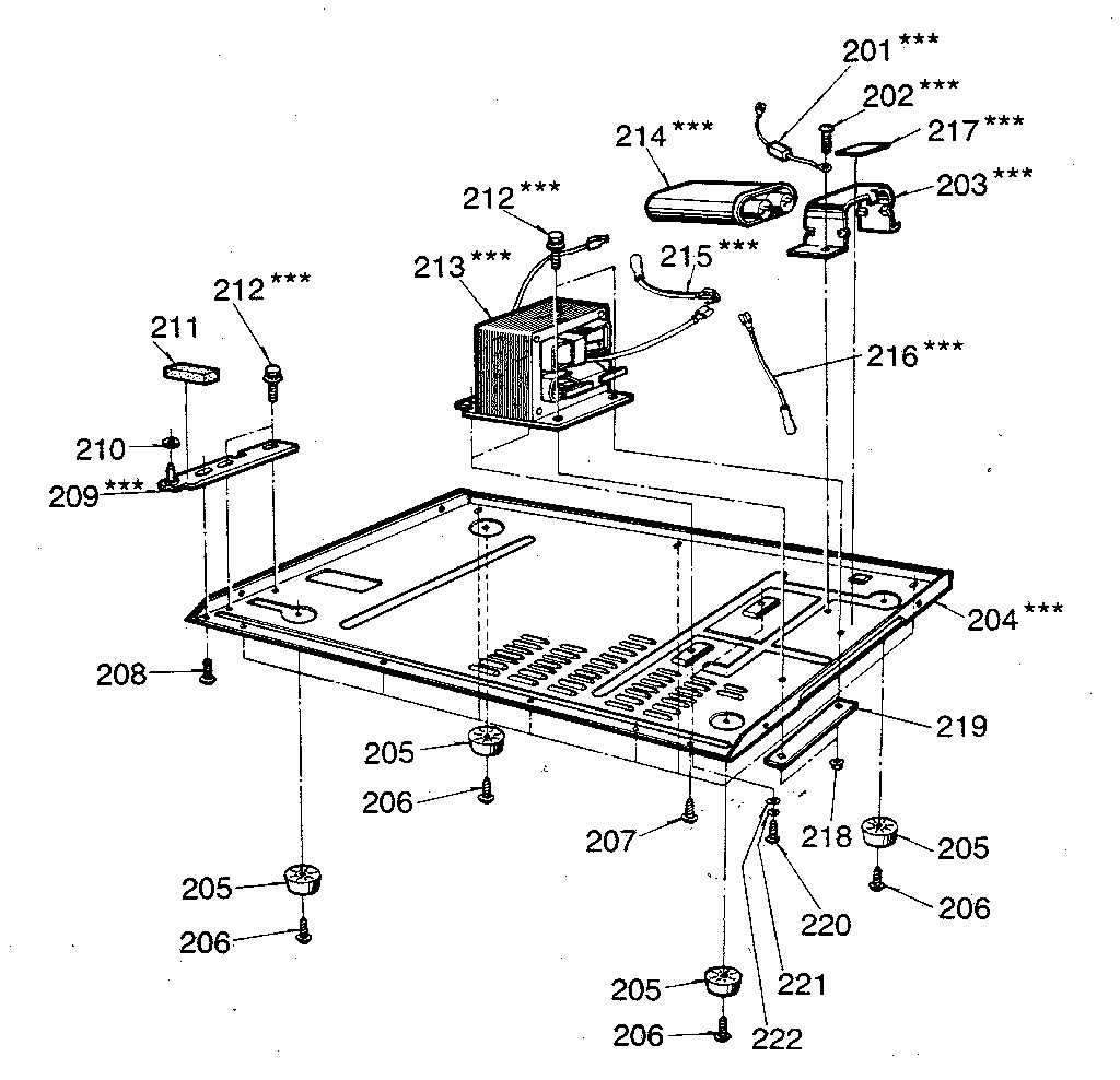 Microwave Diagram and Parts List for 7218883880  Kenmore Microwave