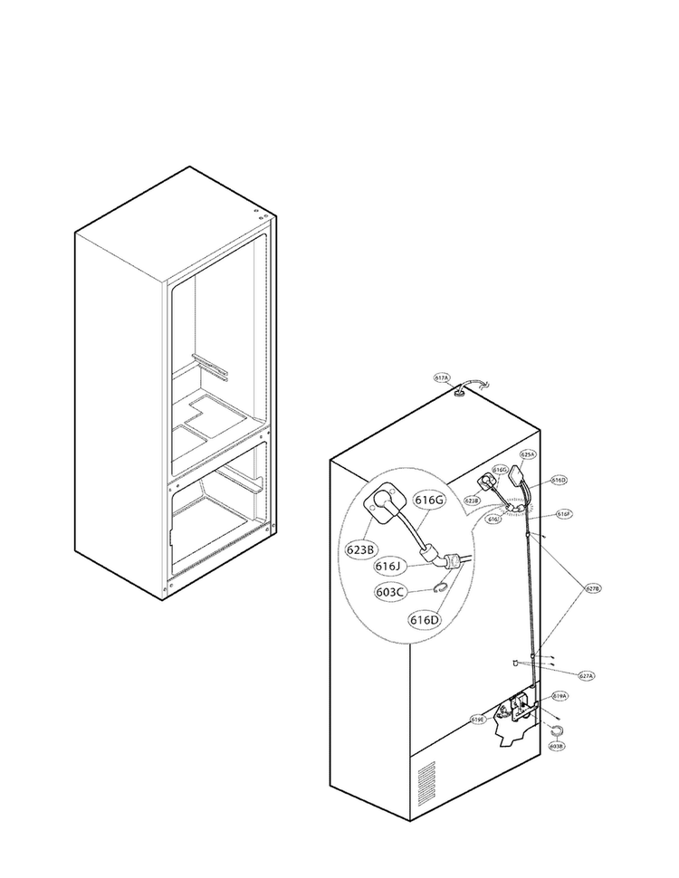 Ice And Maker Parts Diagram and Parts List for LFX25975SW 03 LG Refrigerator