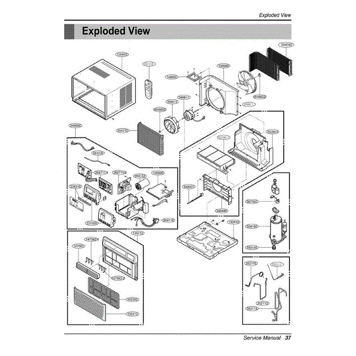 Section Diagram and Parts List for LWHD1006R AWYAUSH LG Air Conditioner