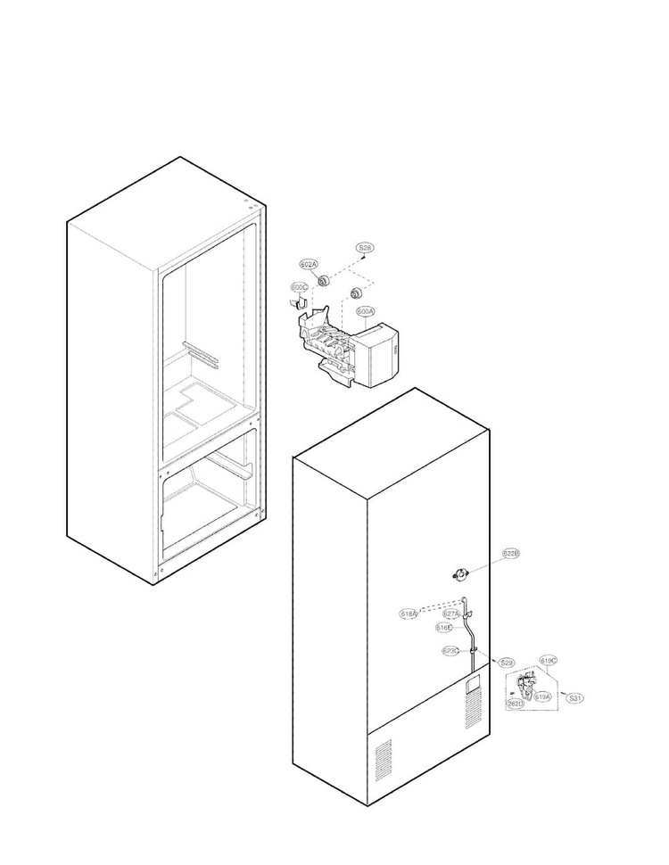 Ice Maker Parts Diagram and Parts List for LDC22720TT 01 LG Refrigerator