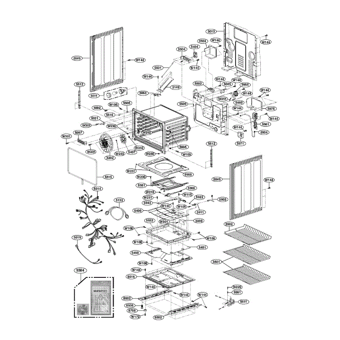 Lower Cavity Diagram and Parts List for LDG3017ST 00 LG Range