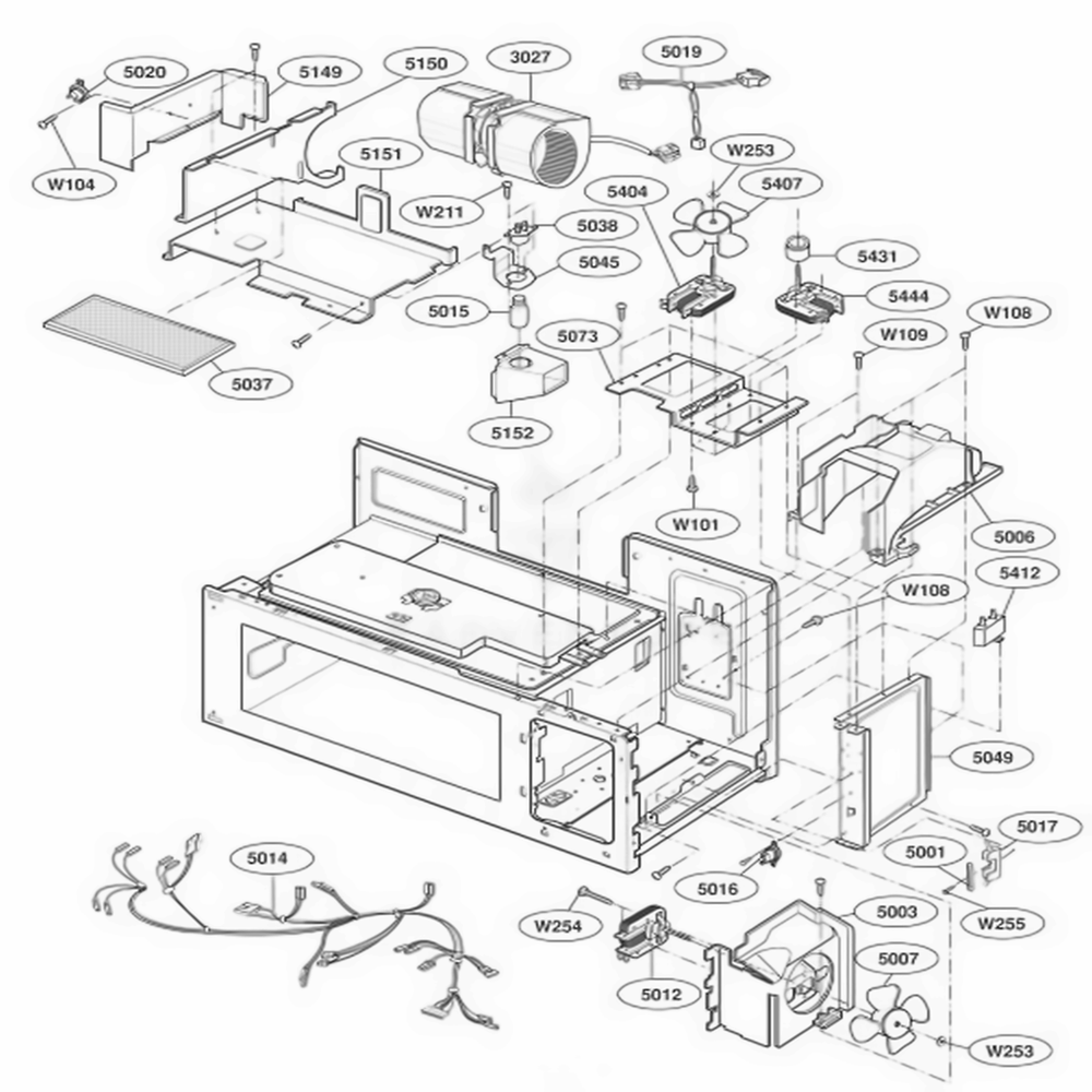 Interior Parts 3 Diagram and Parts List for KHMC107EBT AB7EKAD LG Wall Oven
