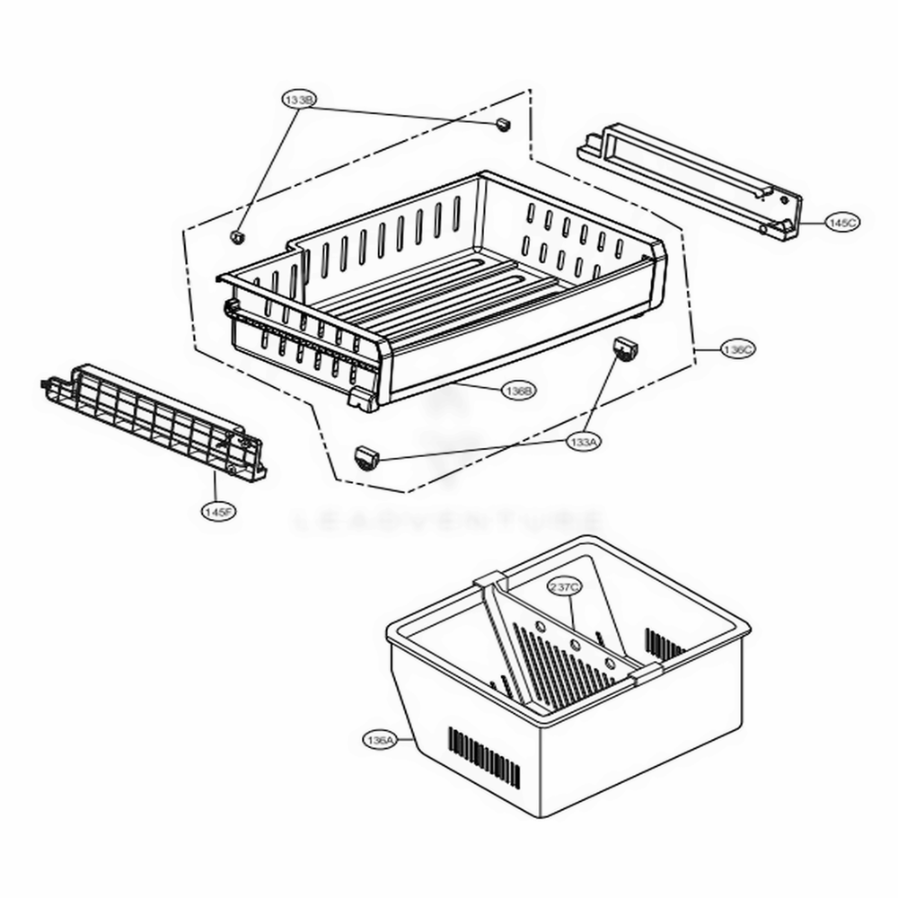 Freezer Parts Diagram and Parts List for LFX25974ST ASTCNA4 LG Refrigerator