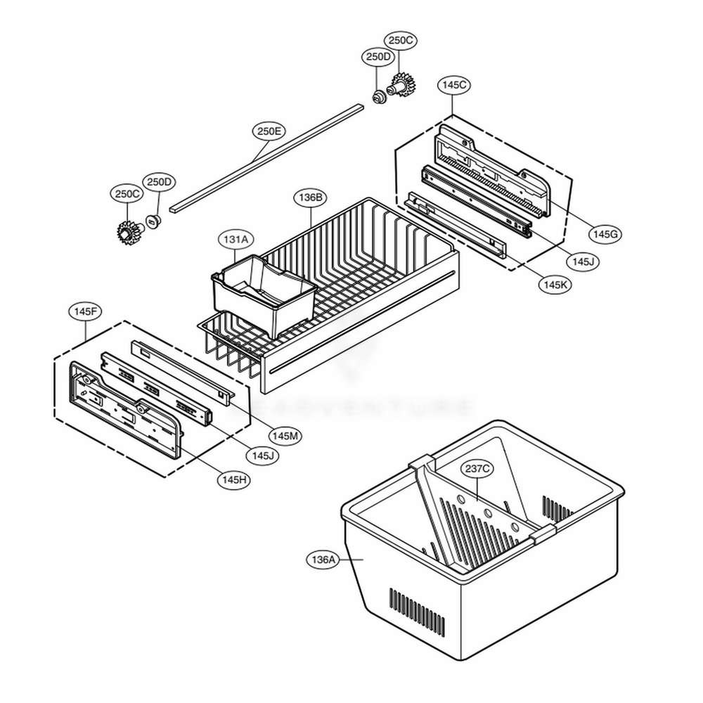 Freezer Parts Diagram and Parts List for LFC25776ST ASTCNA1 LG Refrigerator