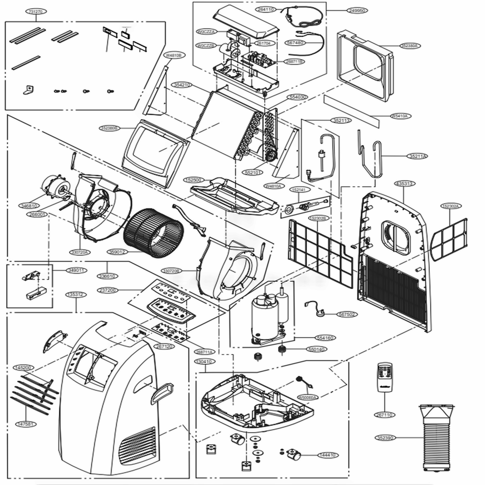 Main Diagram and Parts List for LP1015WNR AWYAOSH LG Air Conditioner