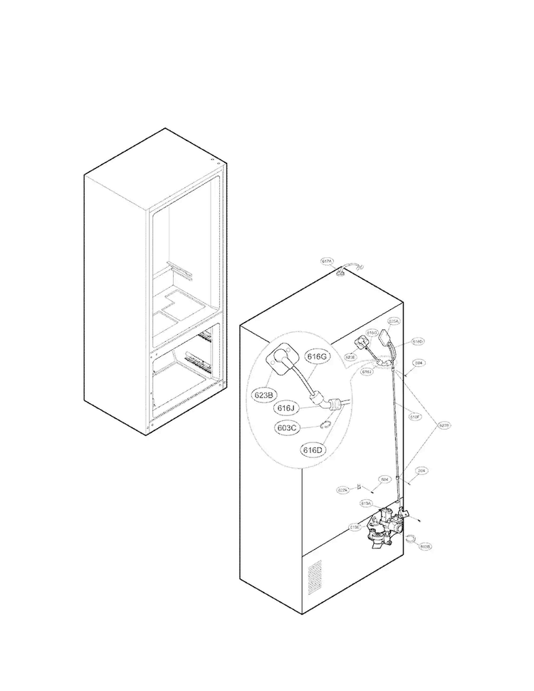 Valve And Water Tube Parts Diagram and Parts List for LFX31945ST 02 LG Refrigerator