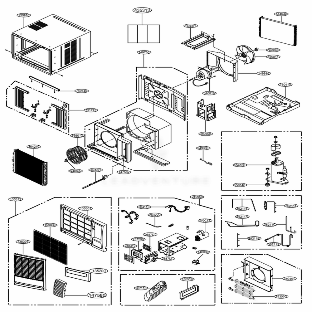 Main Diagram and Parts List for EP18G33B ASWAFRD LG Air Conditioner