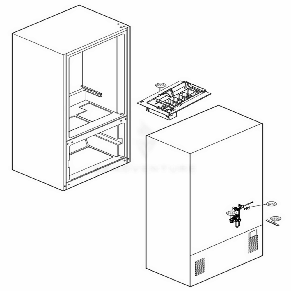 Ice Maker Parts Diagram and Parts List for LFCS22520D ASBCNA3 LG Refrigerator