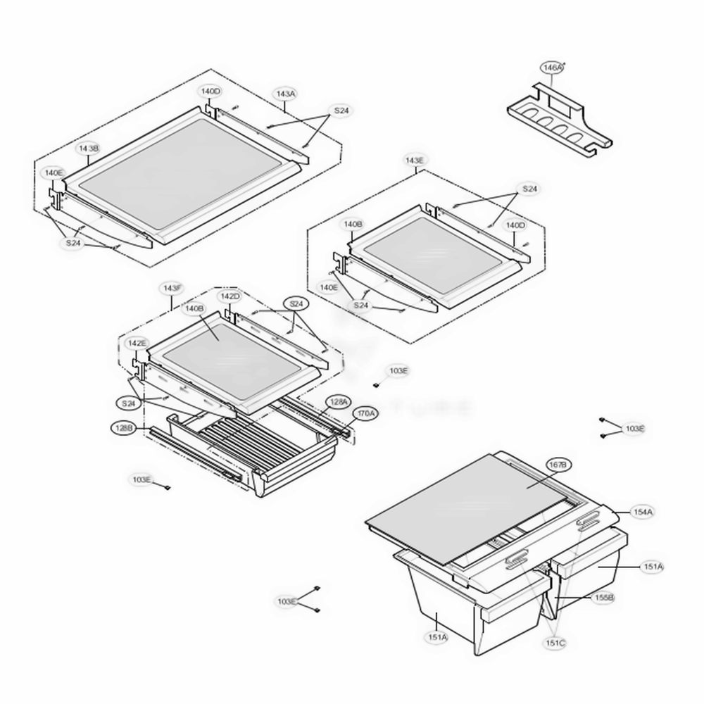 Refrigerator Parts Diagram and Parts List for 65002 ASWCSEA LG Refrigerator