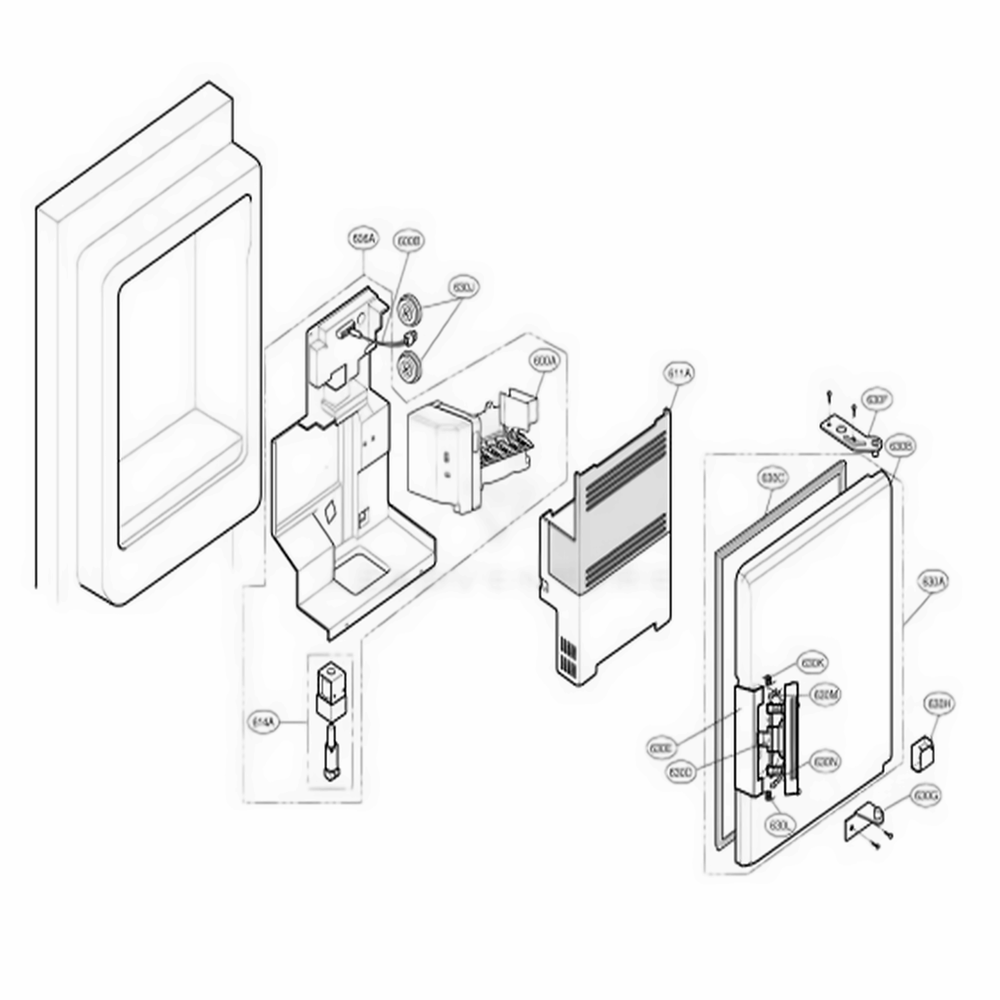 Ice Maker And Ice Bank Parts Diagram and Parts List for 78733 AST1SER LG Refrigerator